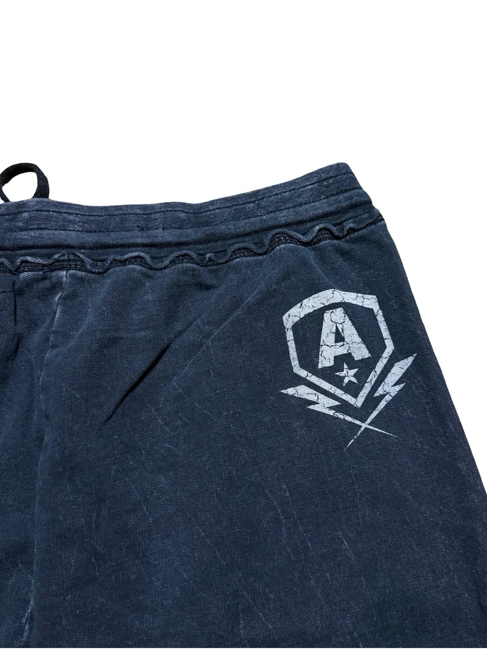 Mens Y2K Affliction Cross Stone Wash Grunge Style Sweat Grey Shorts Size L